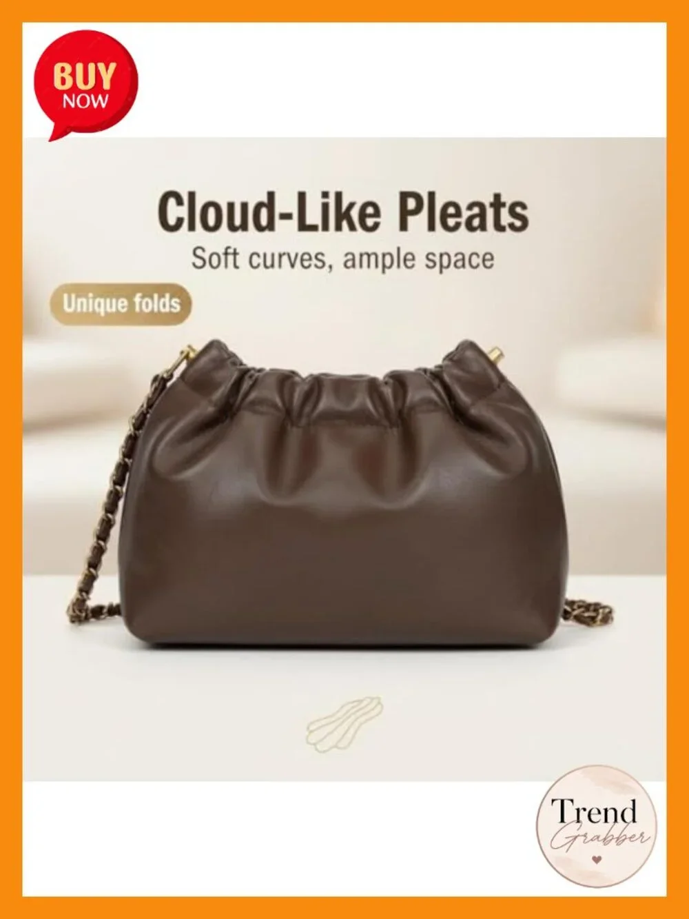 Genuine Leather Hobo Bag - Convertible Shoulder & Crossbody Chain Strap